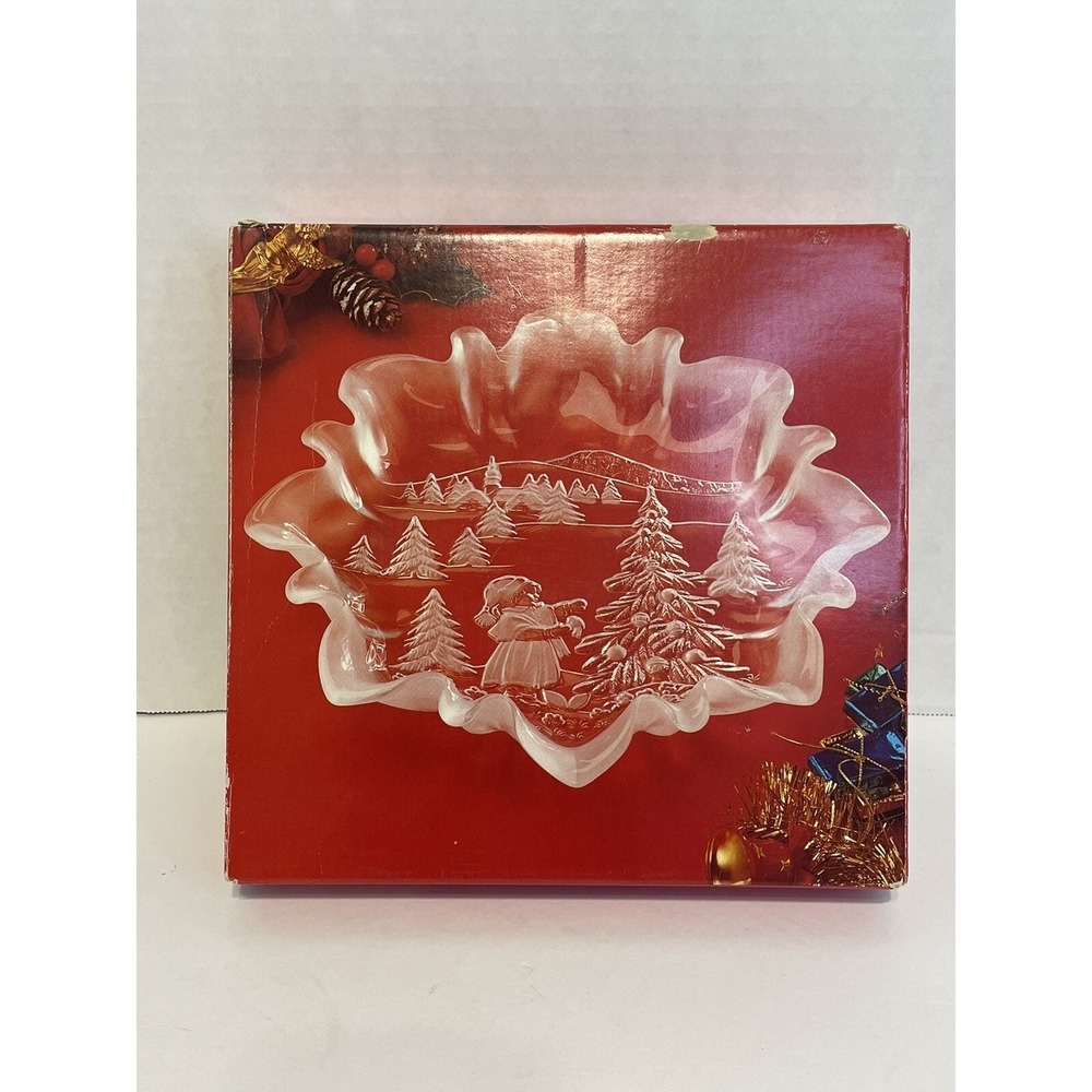 Mikasa Christmas Story‎ Bon Bon Plate 9.75 Inch Frosted Glass SA 600/902 Germany